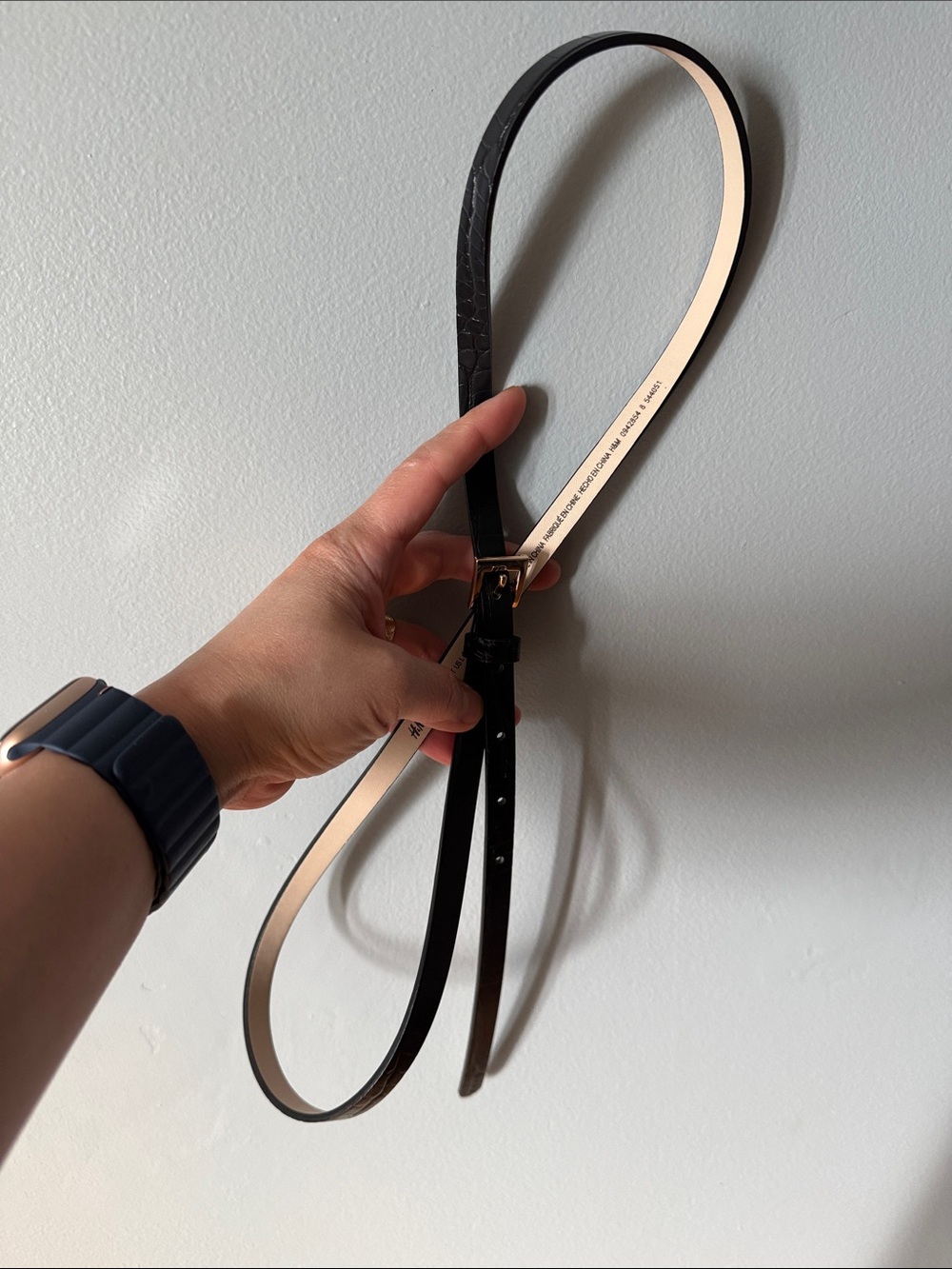 BNWOT H&M Slim Black Leather Women's Belt - Minimalist Dress Belt, Large